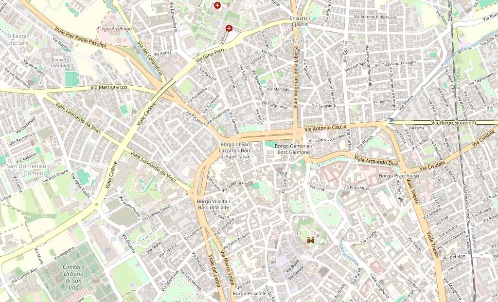 Mappa di Udine vicino a Via Mantica 7/B